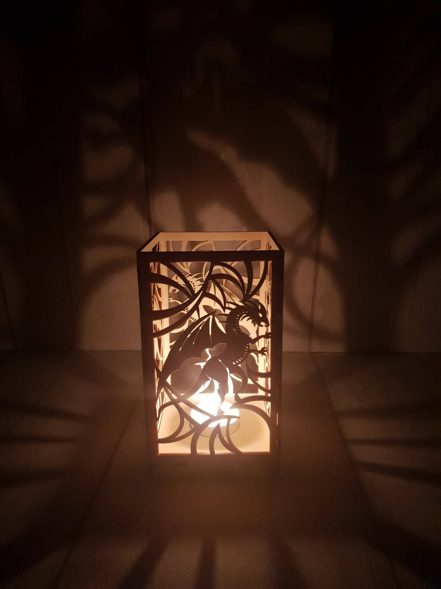 Laser cut Dragon tea light holder. - LaserGiftsuk