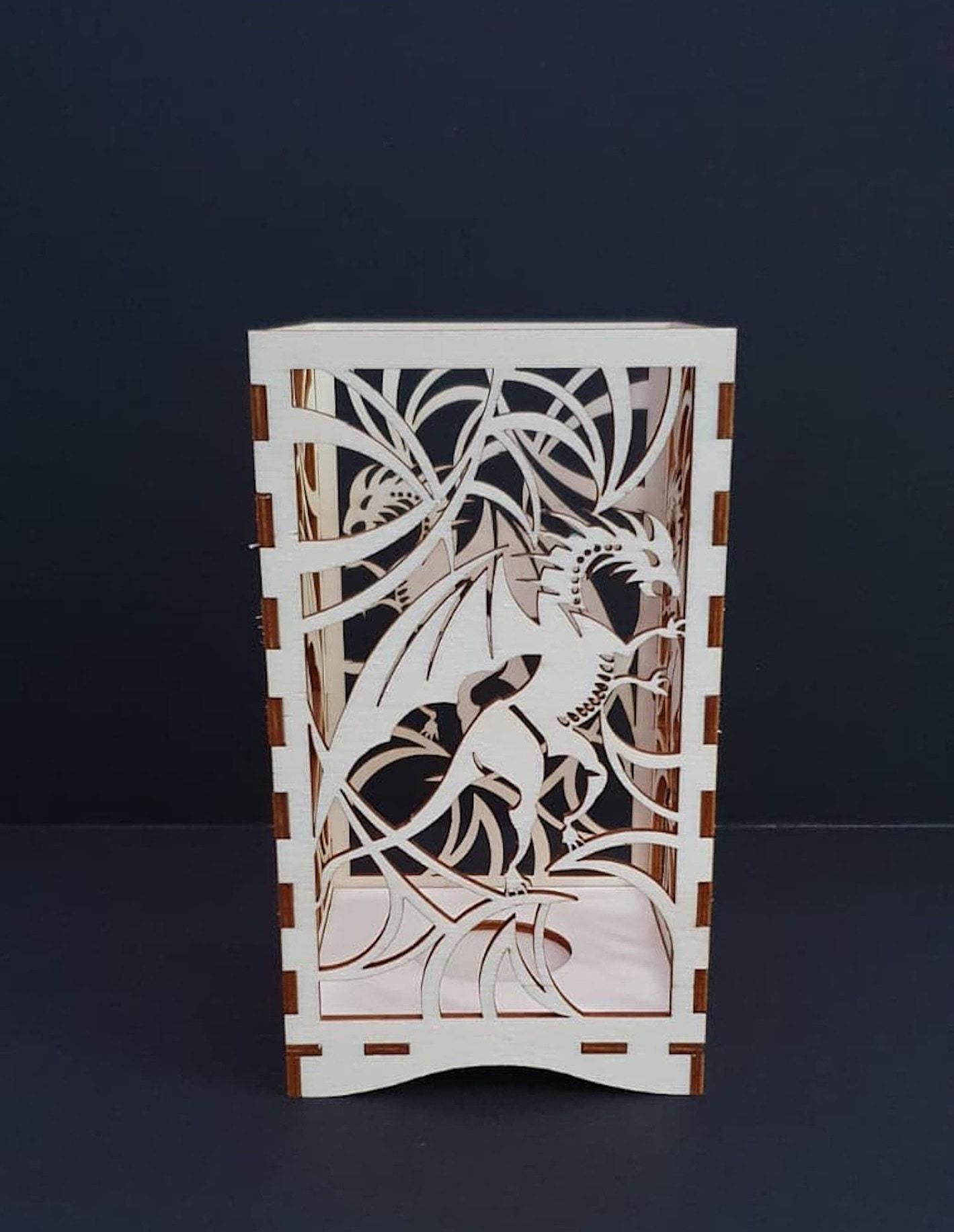 Laser cut Dragon tea light holder. - LaserGiftsuk