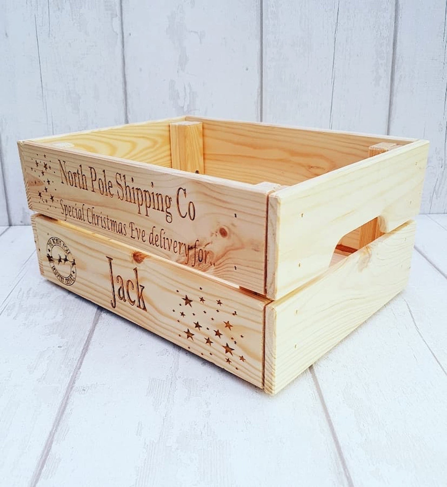 Personalised wooden Christmas eve crate. - LaserGiftsuk