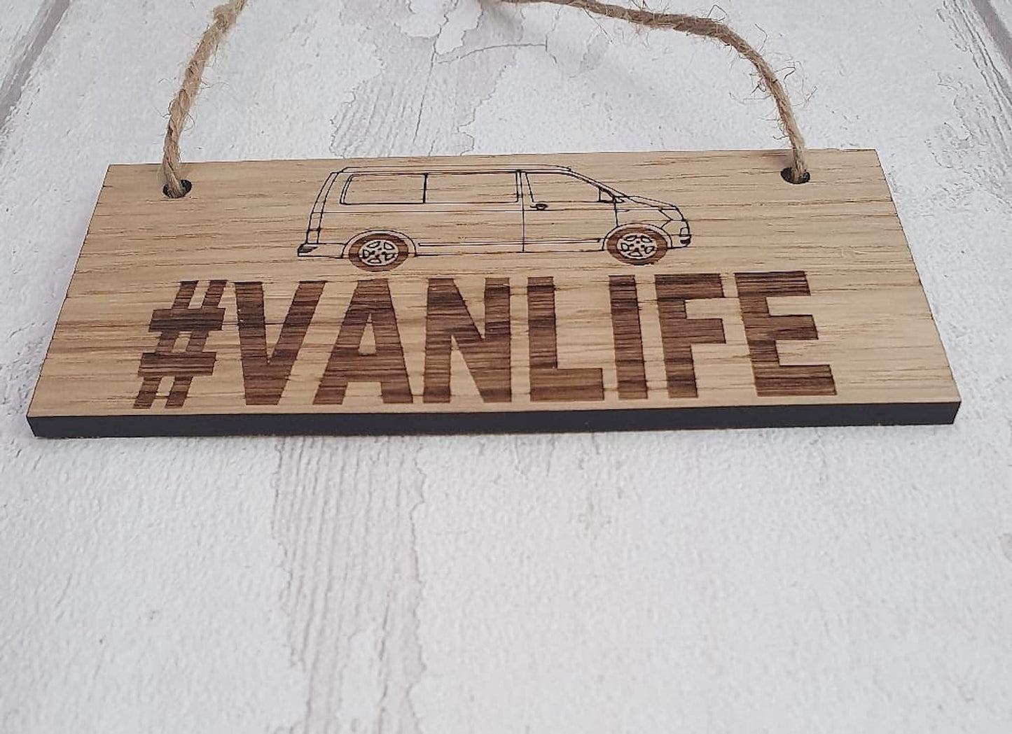 Oak veneer sign for camper van, Van Life. - LaserGiftsuk