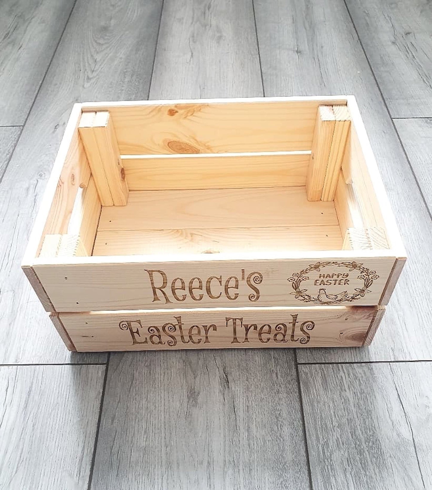 Personalised wooden Easter crate. - LaserGiftsuk
