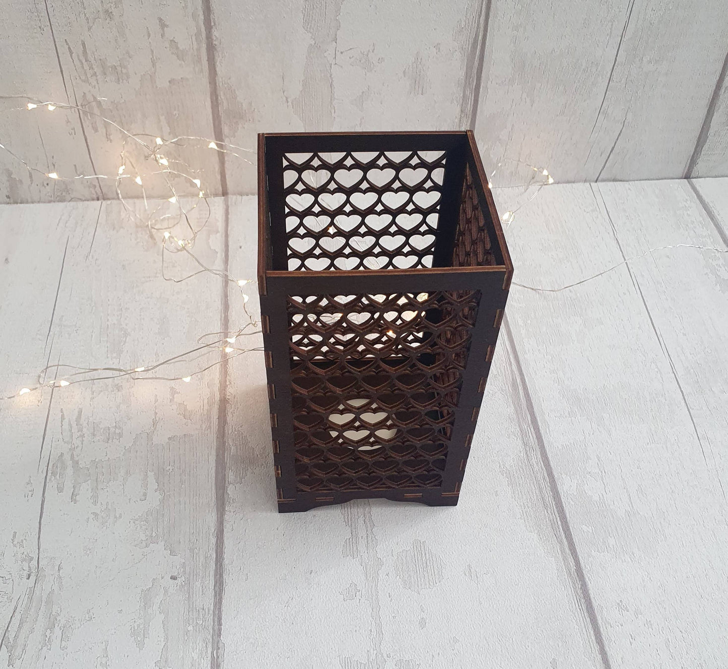 Beautiful laser cut heart tea light holder. - LaserGiftsuk