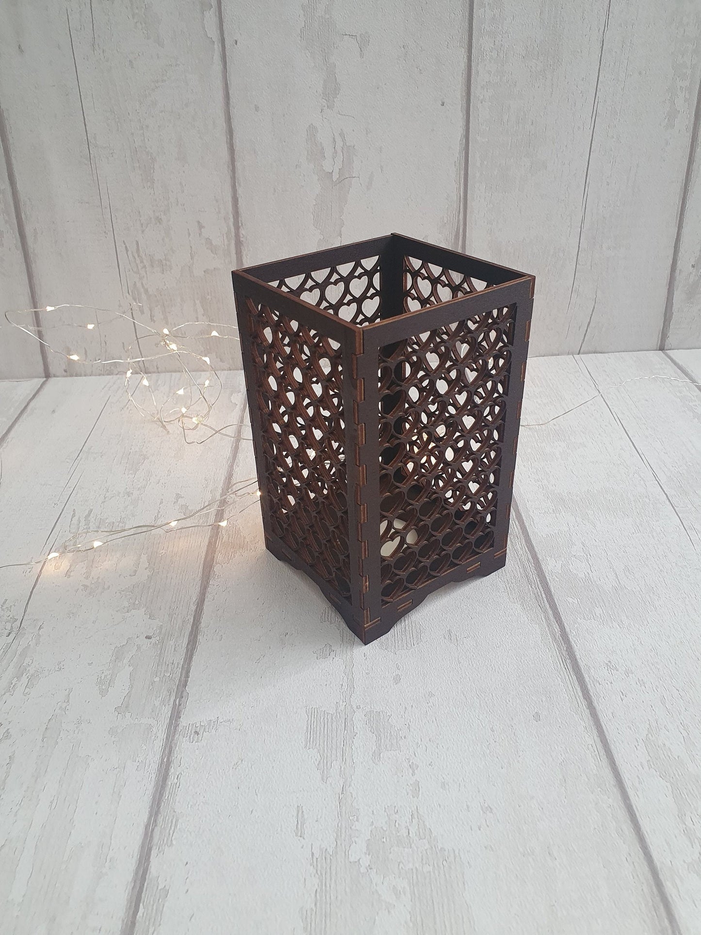 Beautiful laser cut heart tea light holder. - LaserGiftsuk