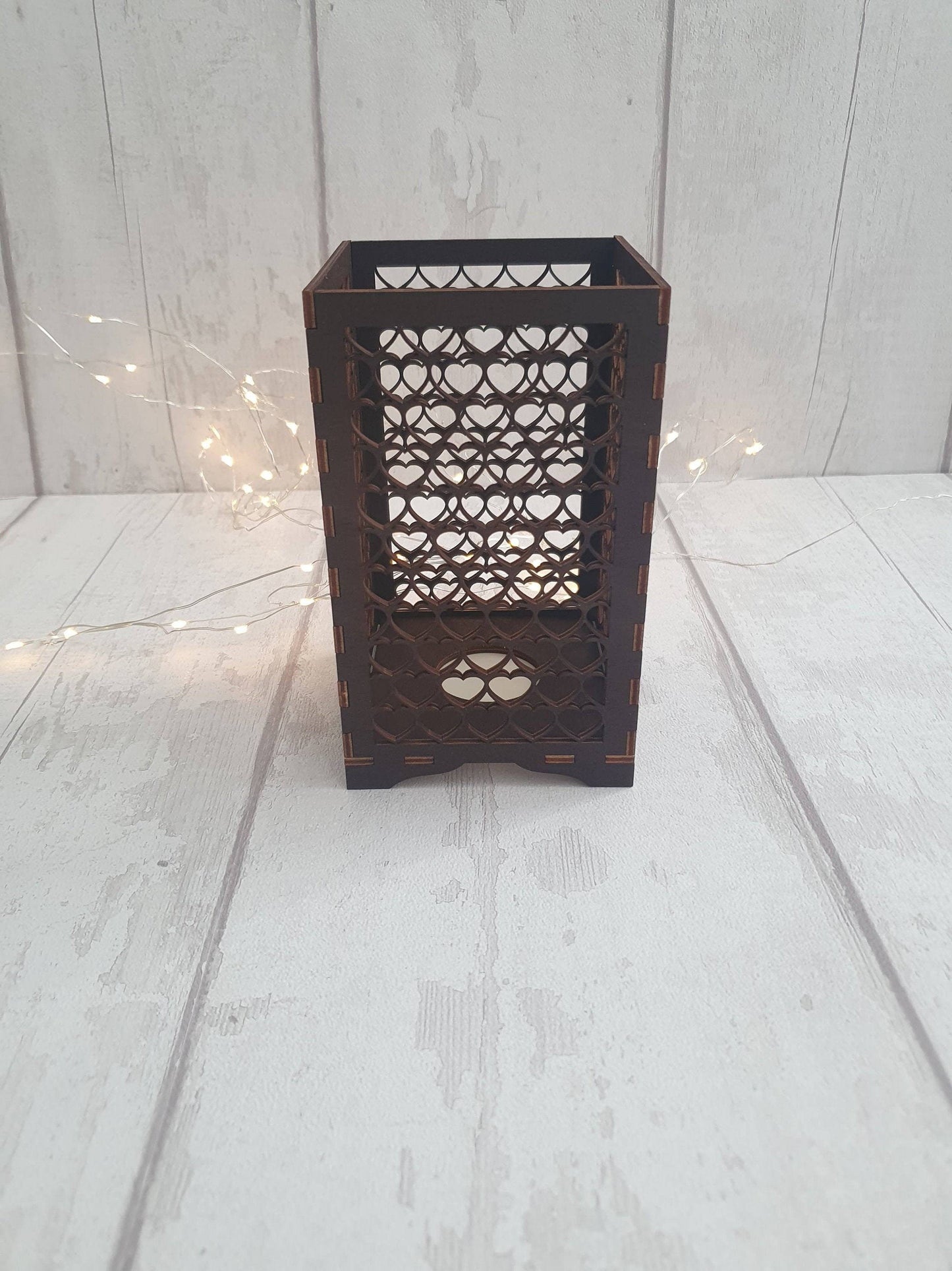 Beautiful laser cut heart tea light holder. - LaserGiftsuk