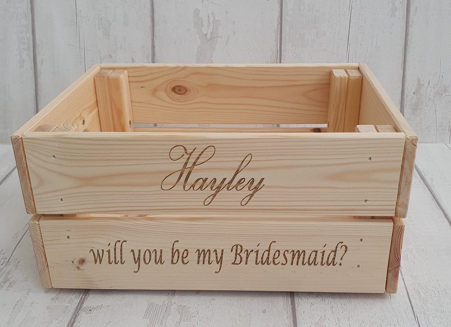 Personalised "will you be my Bridesmaid?" crate - LaserGiftsuk