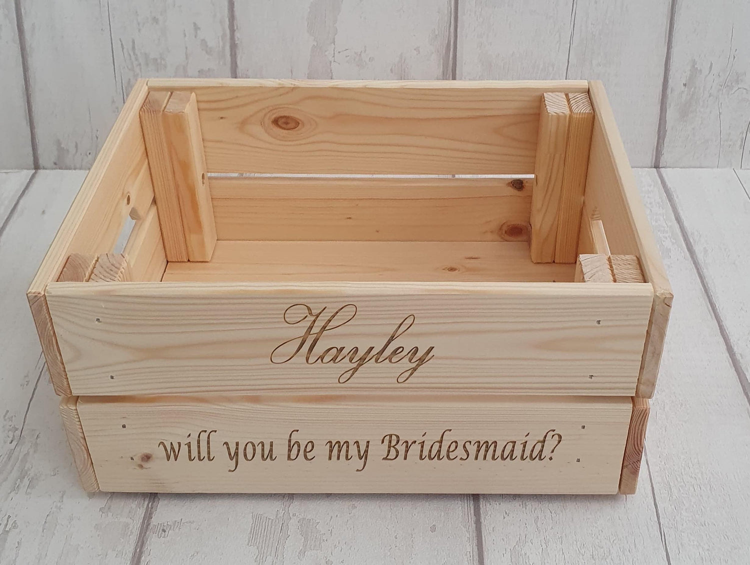 Personalised "will you be my Bridesmaid?" crate - LaserGiftsuk