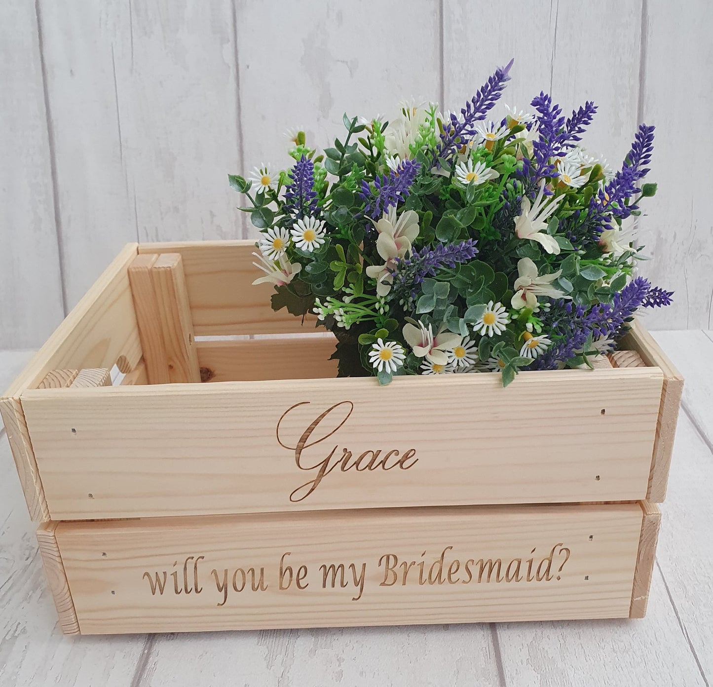 Personalised "will you be my Bridesmaid?" crate - LaserGiftsuk