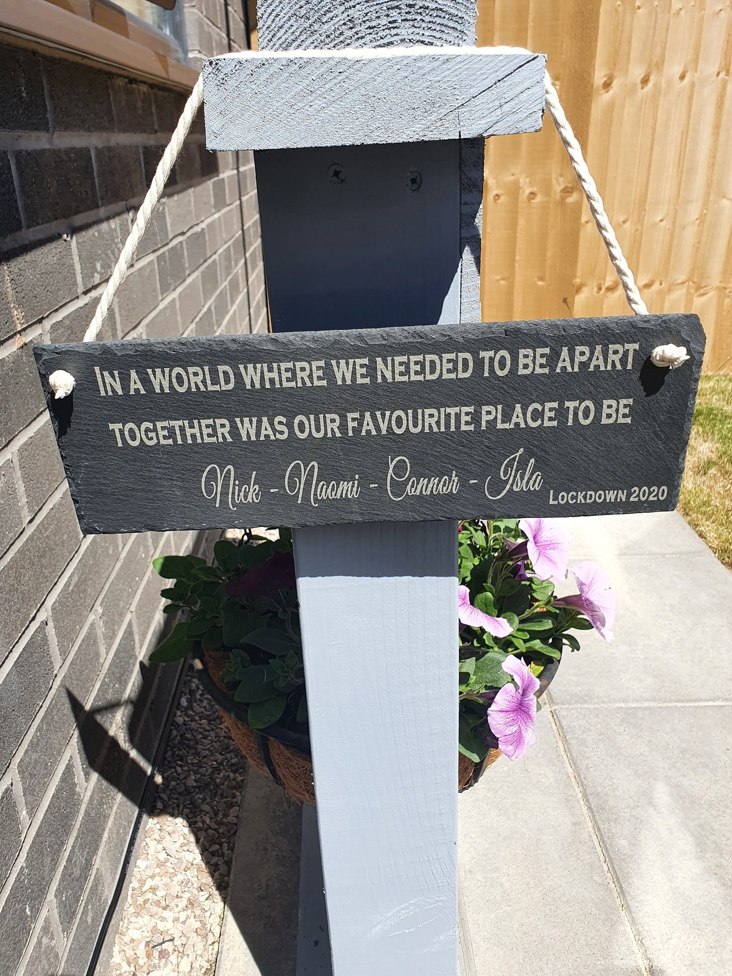Personalised lockdown 2021 hanging slate sign. - LaserGiftsuk