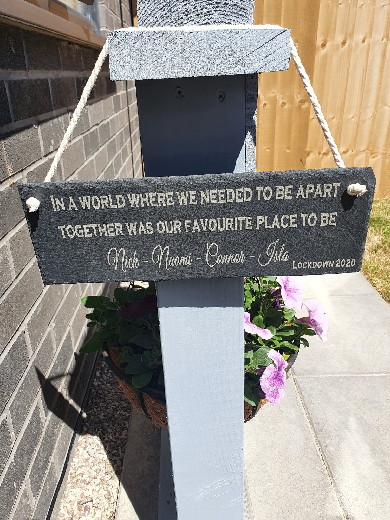 Personalised lockdown 2021 hanging slate sign. - LaserGiftsuk