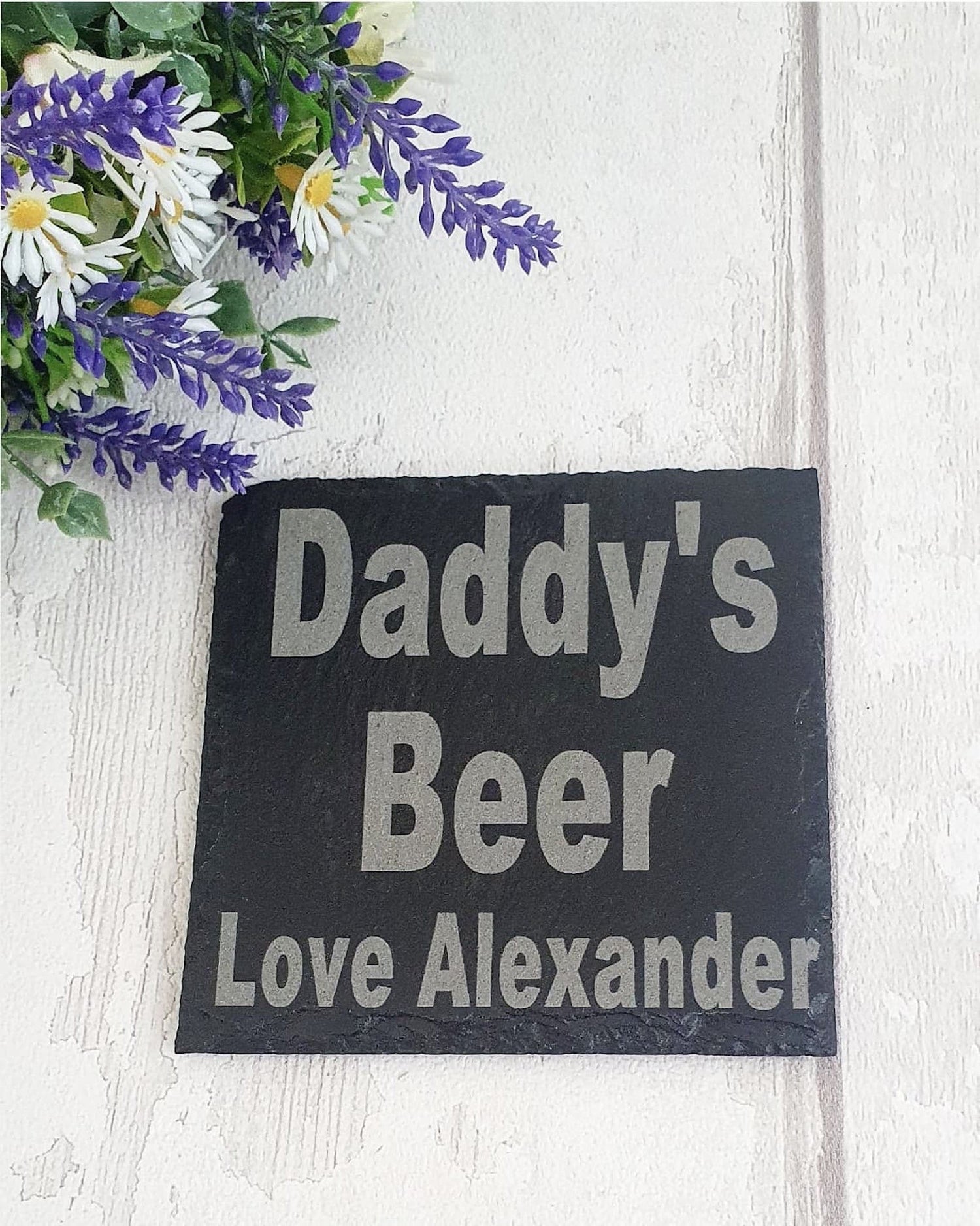 Personalised slate coaster, Father's Day. - LaserGiftsuk