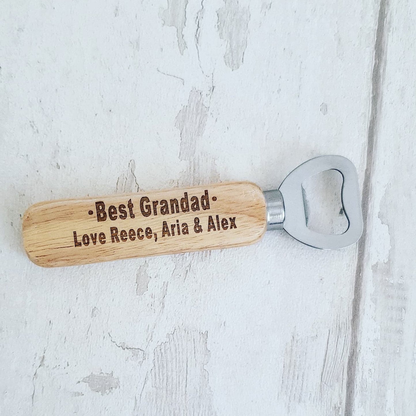 Personalised wooden bottle opener, Father's Day. - LaserGiftsuk