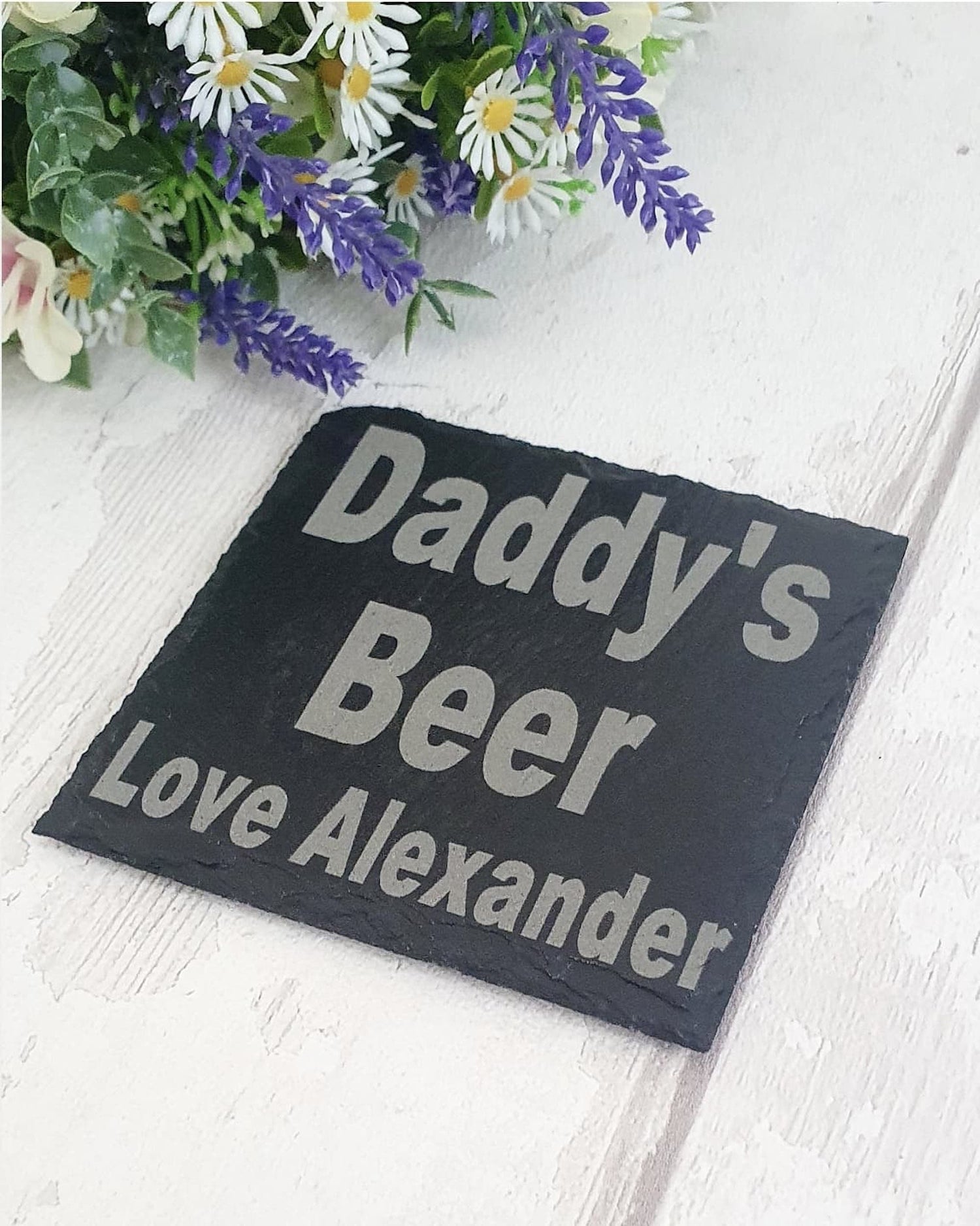 Personalised slate coaster, Father's Day. - LaserGiftsuk