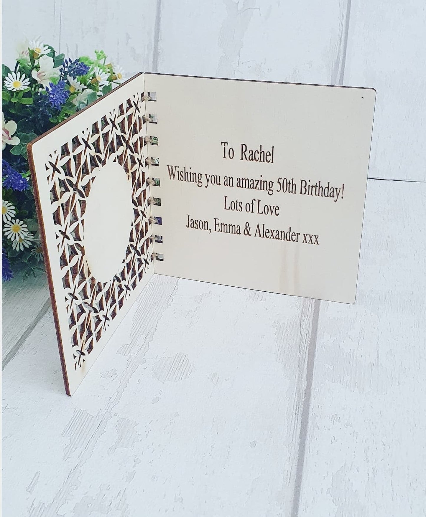 Personalised wooden birthday card, Anniversary card, Wedding card. - LaserGiftsuk