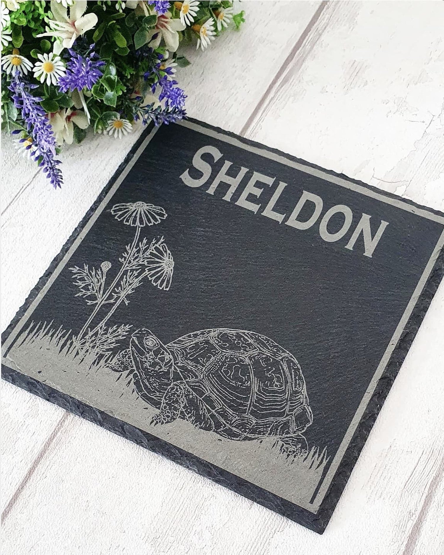 Personalised Tortoise feeding slate. - LaserGiftsuk