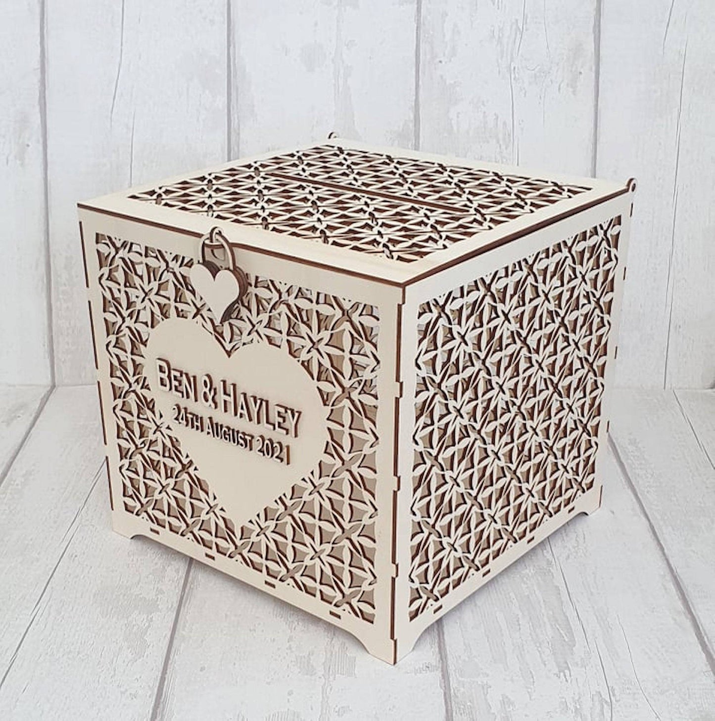 Beautiful bespoke wedding card box. - LaserGiftsuk