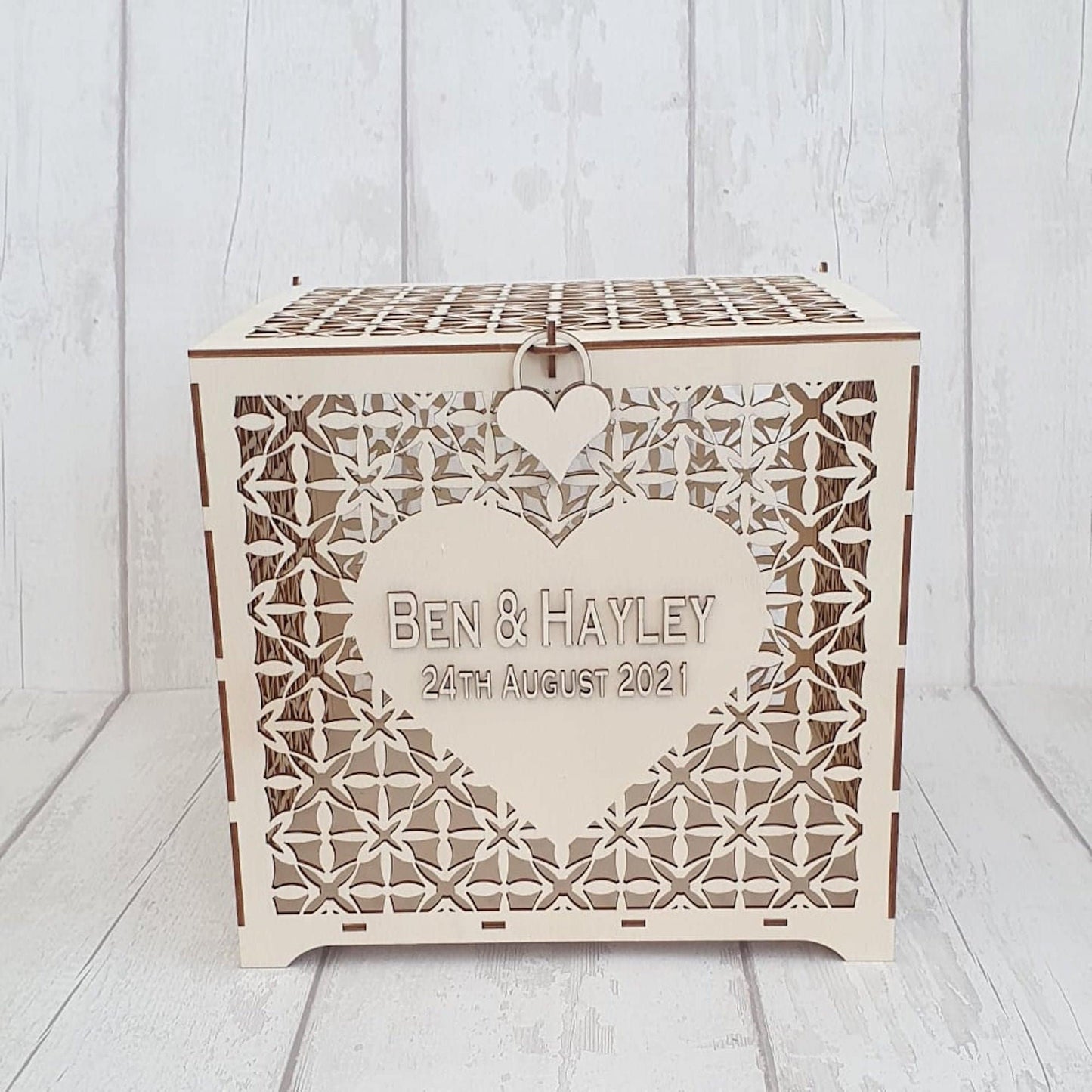 Beautiful bespoke wedding card box. - LaserGiftsuk