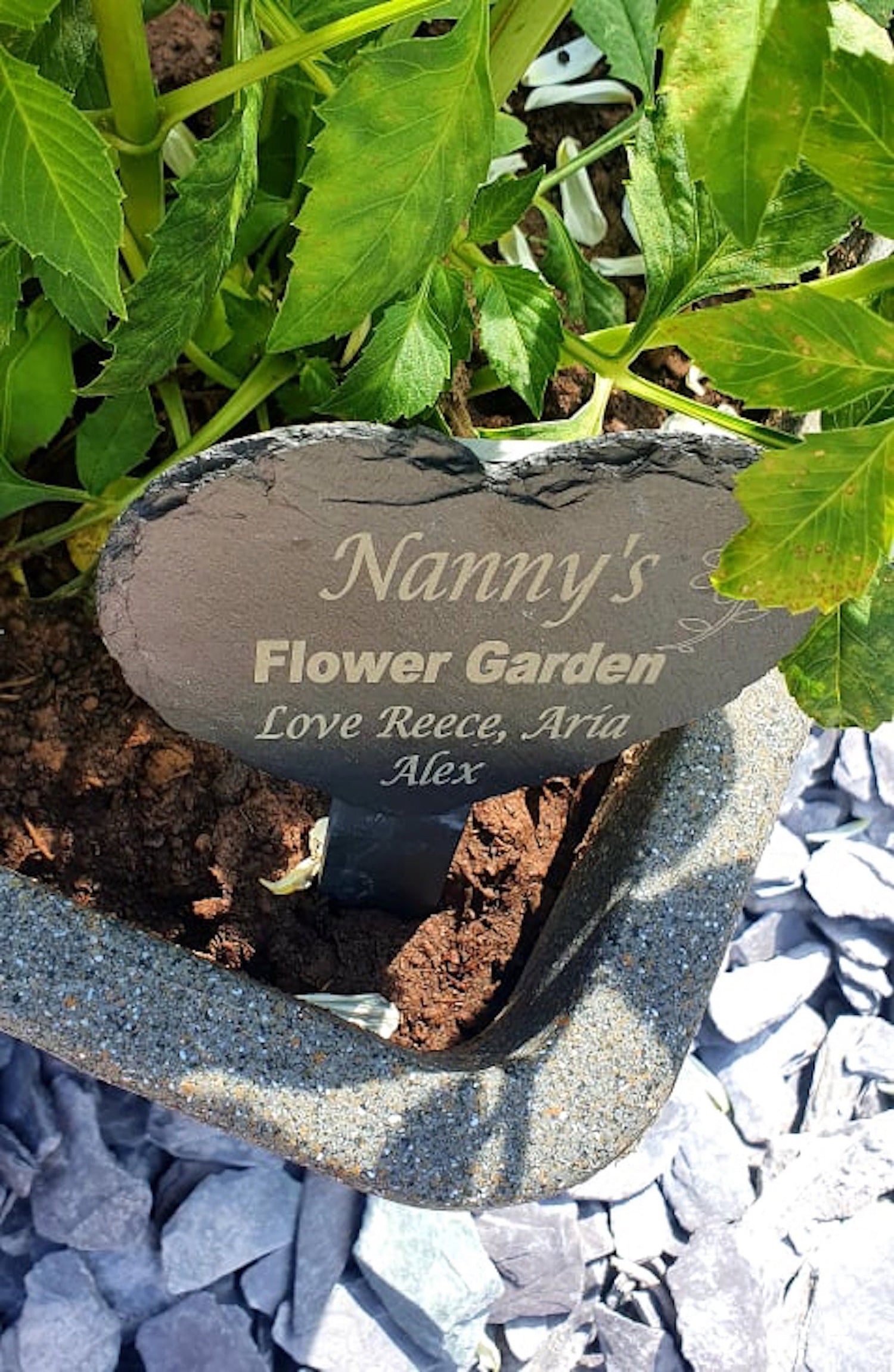 Personalised slate garden planter sign. - LaserGiftsuk
