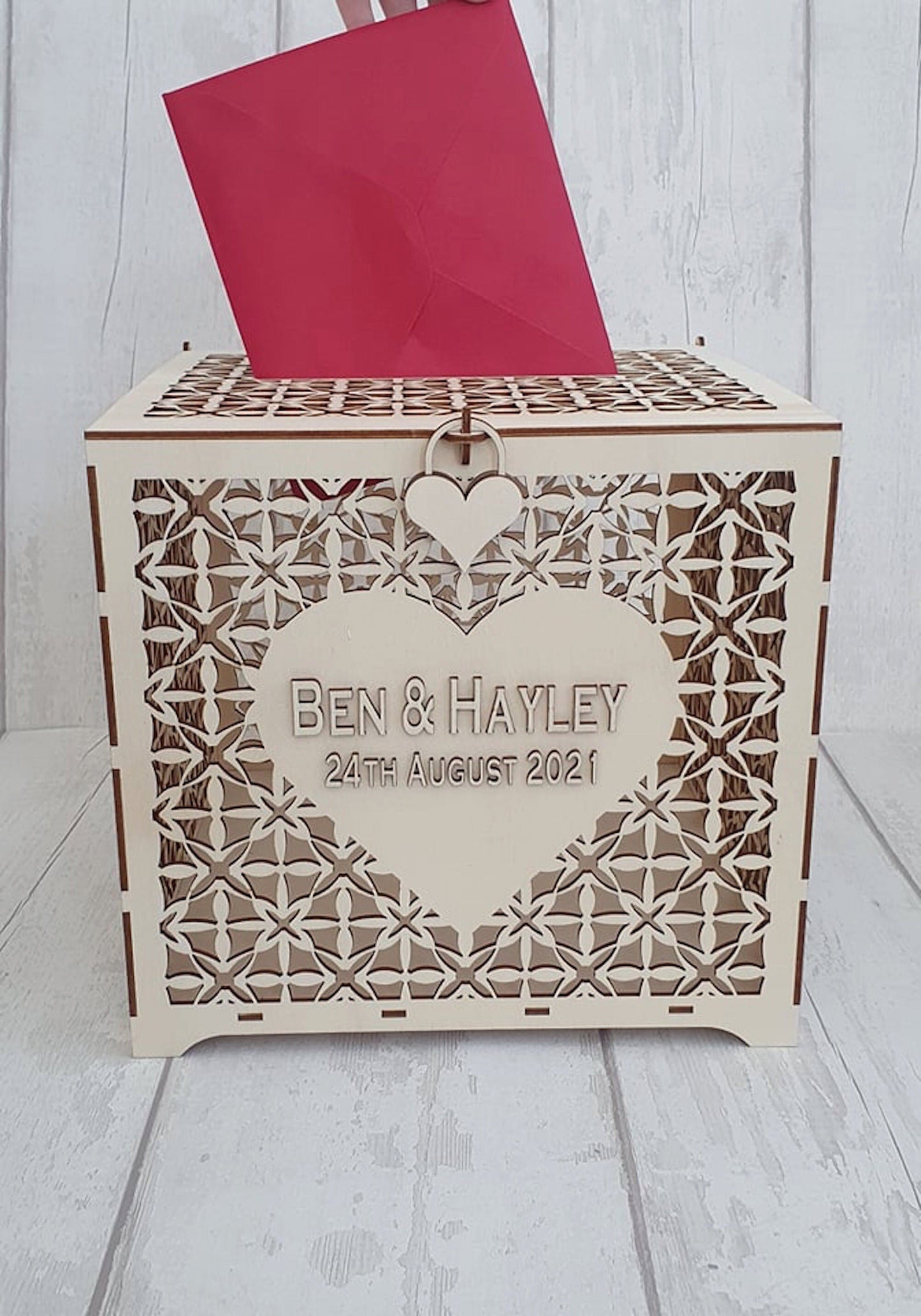 Beautiful bespoke wedding card box. - LaserGiftsuk