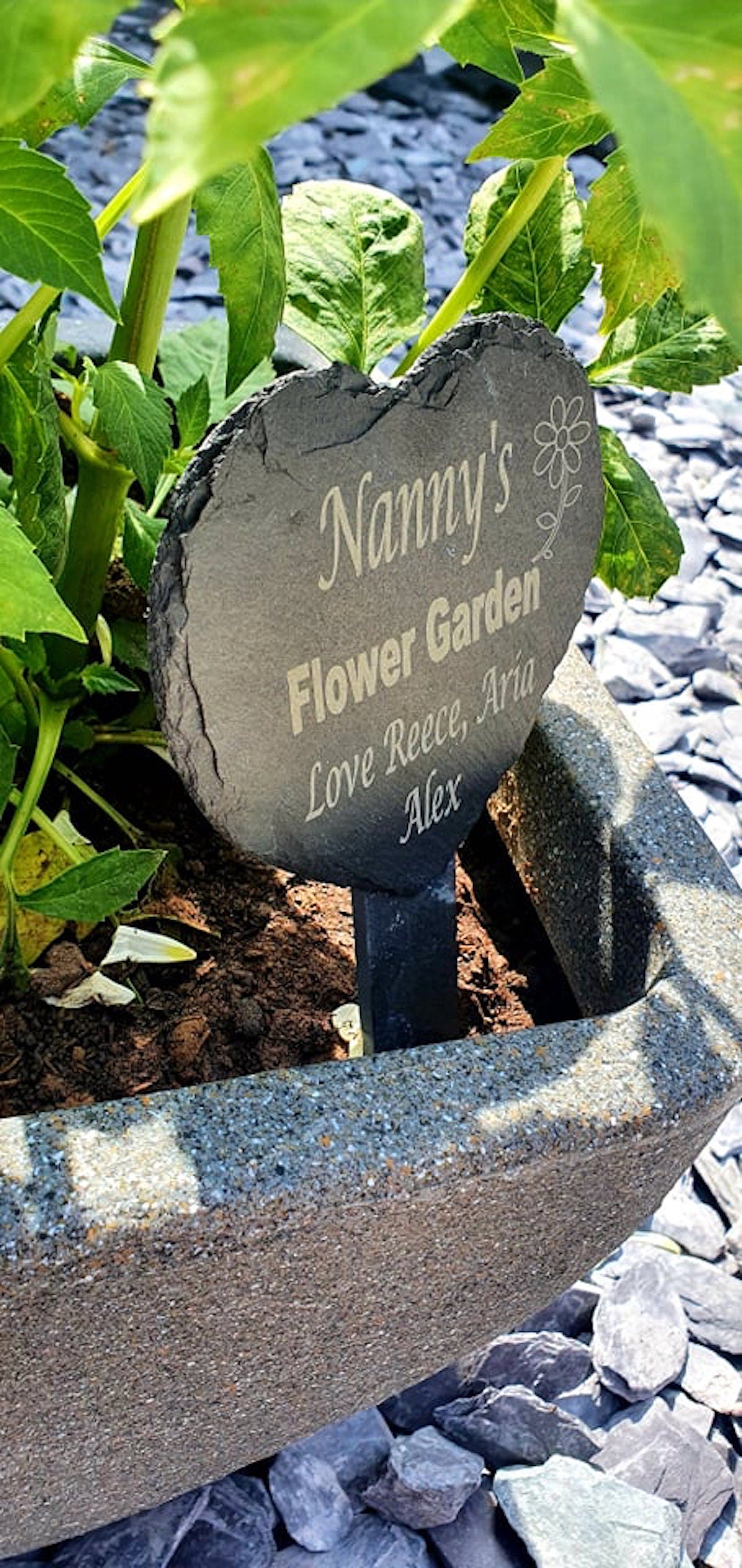 Personalised slate garden planter sign. - LaserGiftsuk