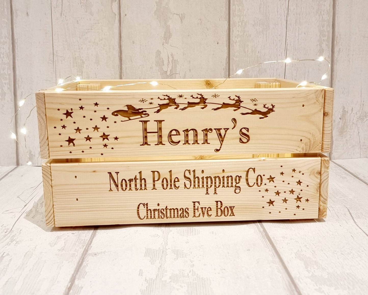 Personalised wooden Christmas eve crate. - LaserGiftsuk