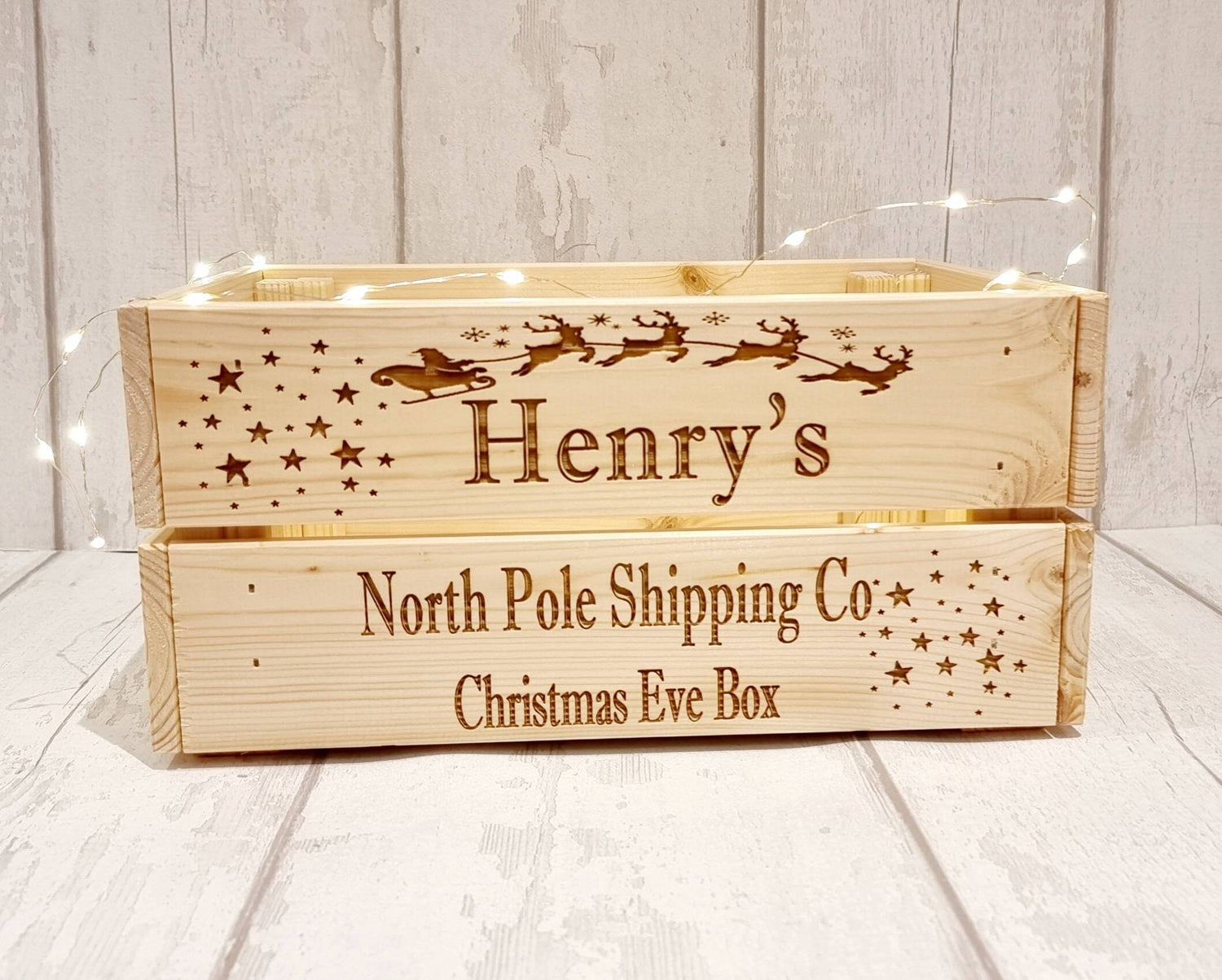 Personalised wooden Christmas eve crate. - LaserGiftsuk