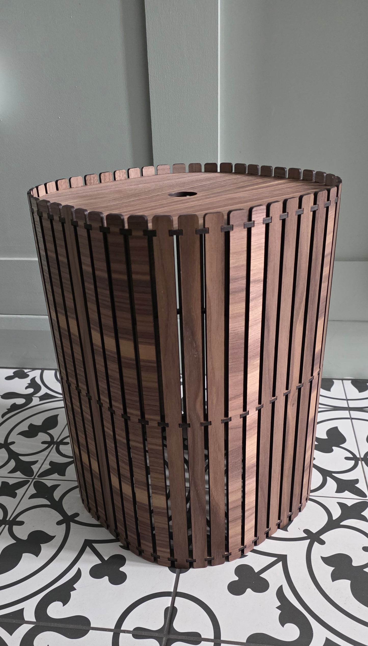 Wooden Slatted Lampshade – Modern Scandinavian Ceiling Pendant Light | Walnut Effect Statement Lighting UK