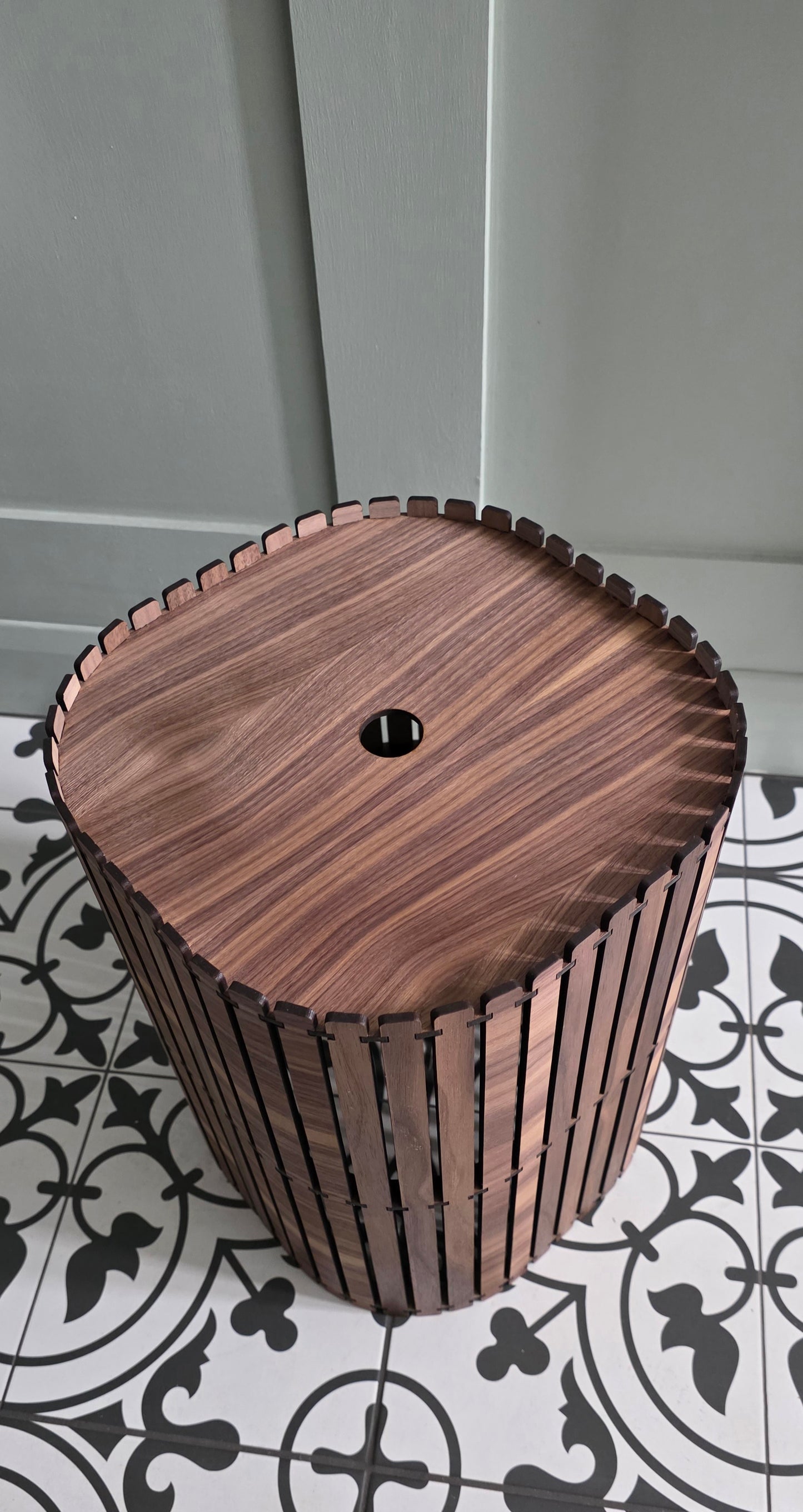 Wooden Slatted Lampshade – Modern Scandinavian Ceiling Pendant Light | Walnut Effect Statement Lighting UK