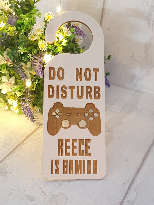 Personalised gaming 'do not disturb' handing door sign. - LaserGiftsuk