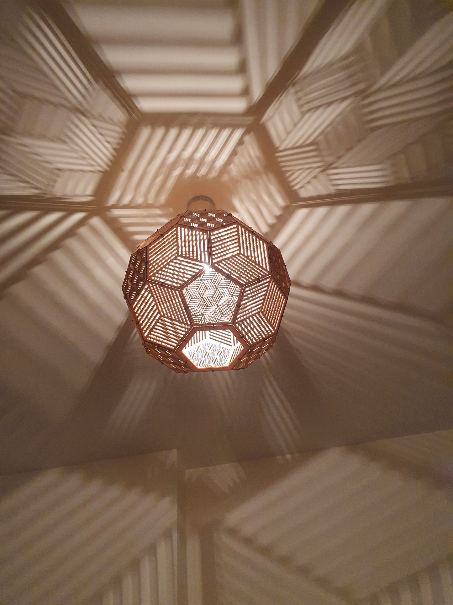 Bespoke wooden Prism light shade.