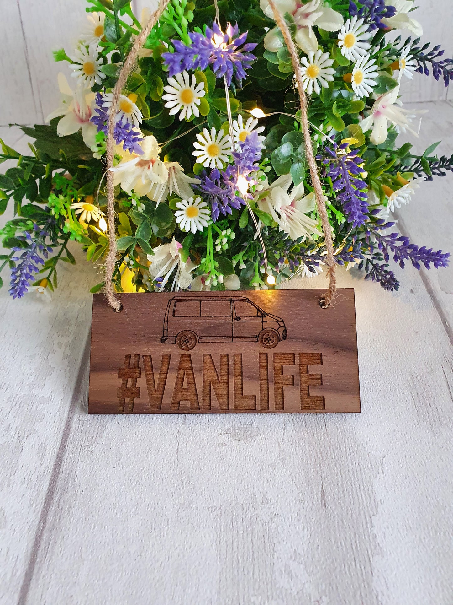 Oak or Walnut veneer sign for camper van, Van Life.
