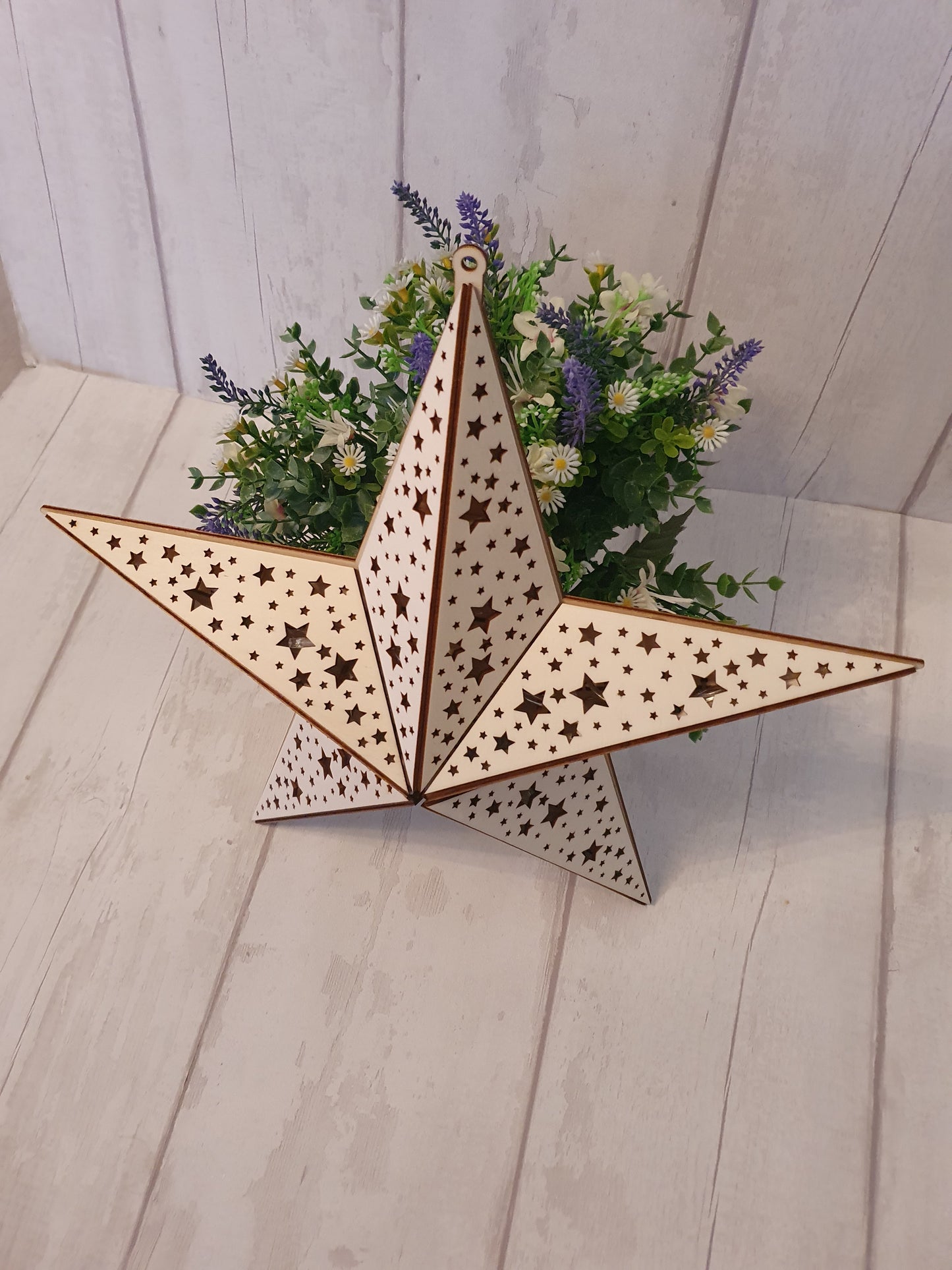 Bespoke wooden Star light Christmas decoration.