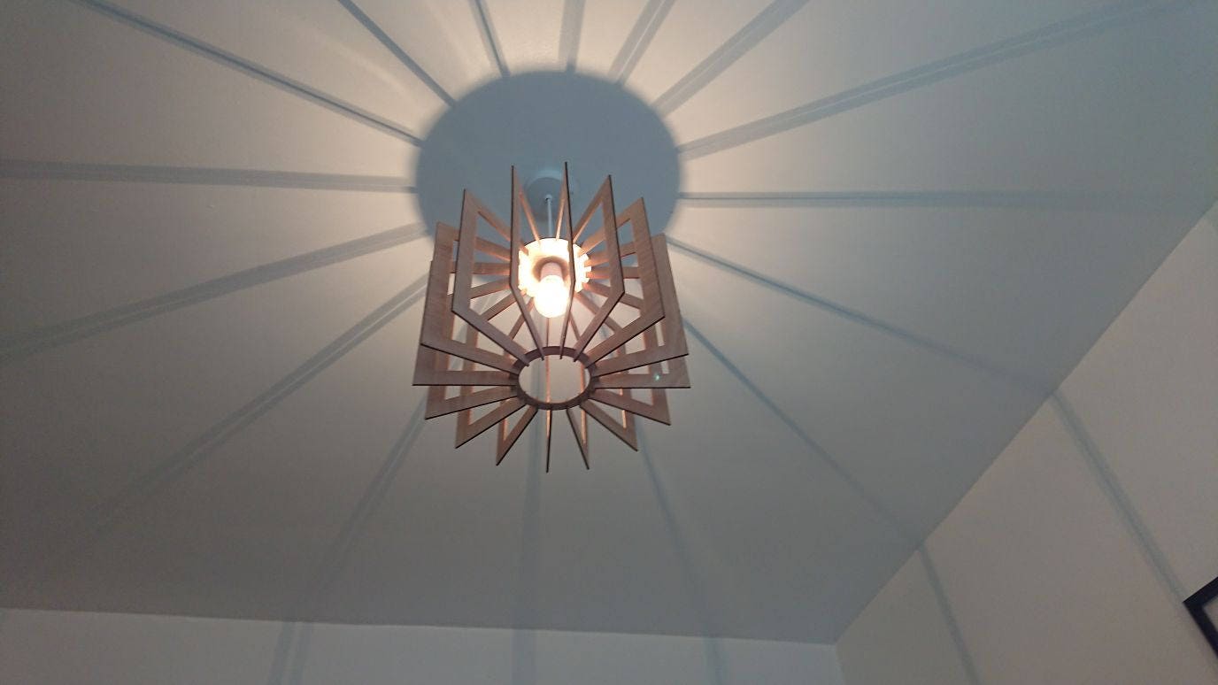 Bespoke laser cut wooden ceiling light shade. - LaserGiftsuk