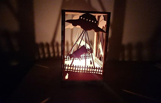 Funky novelty UFO laser cut tea light holder. - LaserGiftsuk