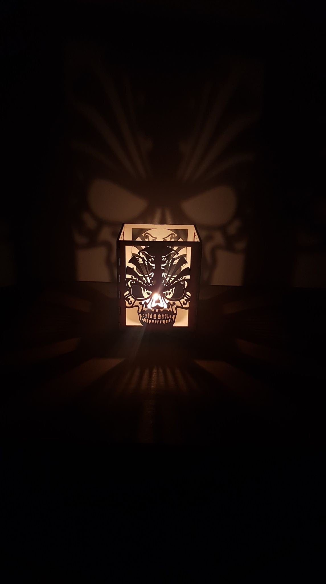 Beautiful skull laser cut tea light holder. - LaserGiftsuk