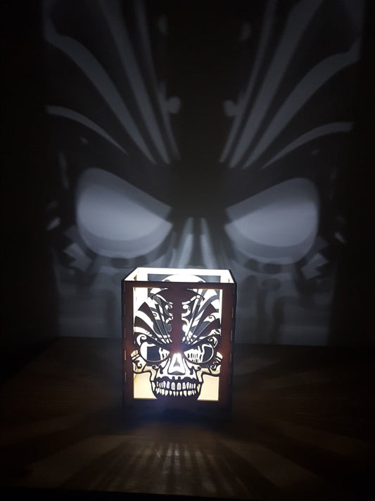 Beautiful skull laser cut tea light holder. - LaserGiftsuk