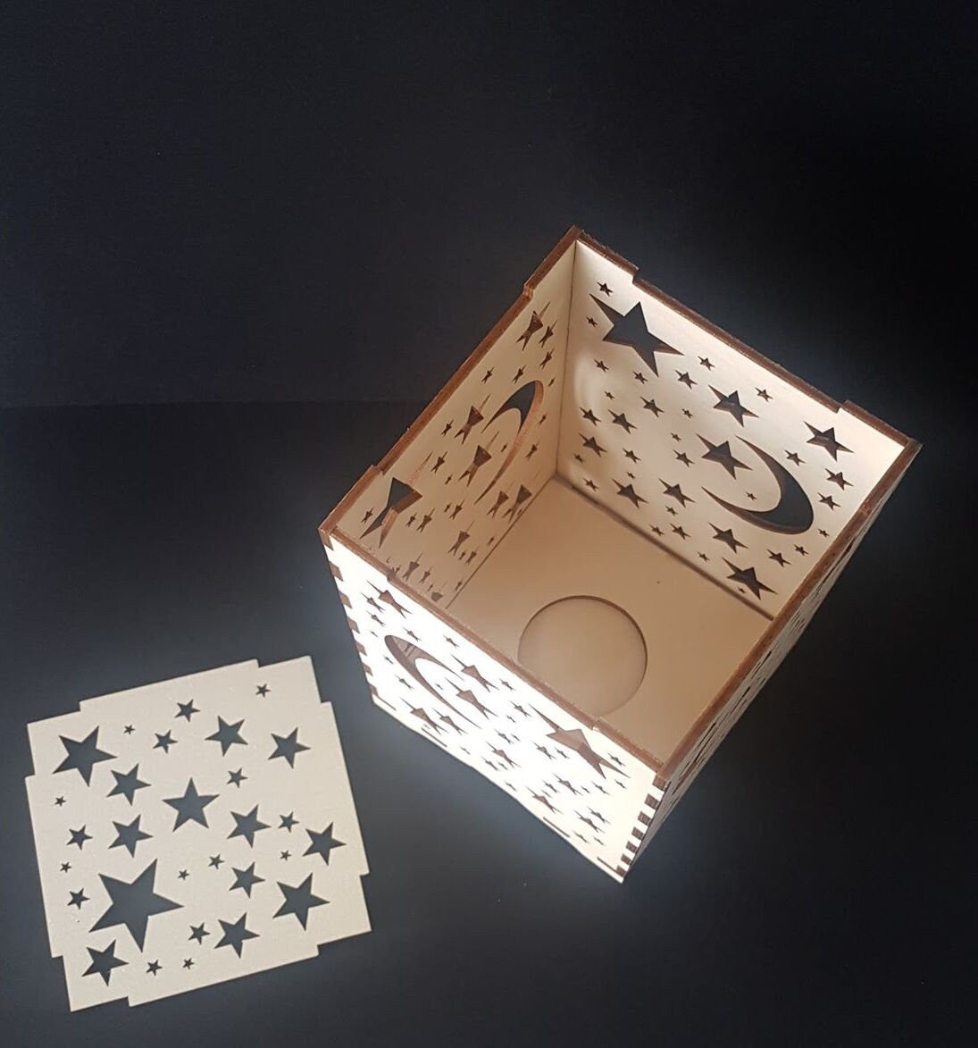 Bespoke moon and star night light. - LaserGiftsuk