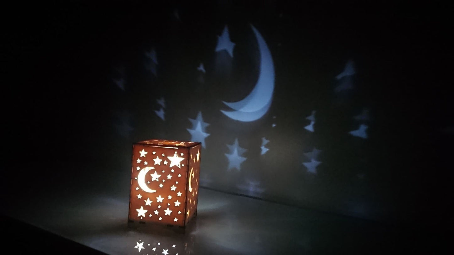 Bespoke moon and star night light. - LaserGiftsuk