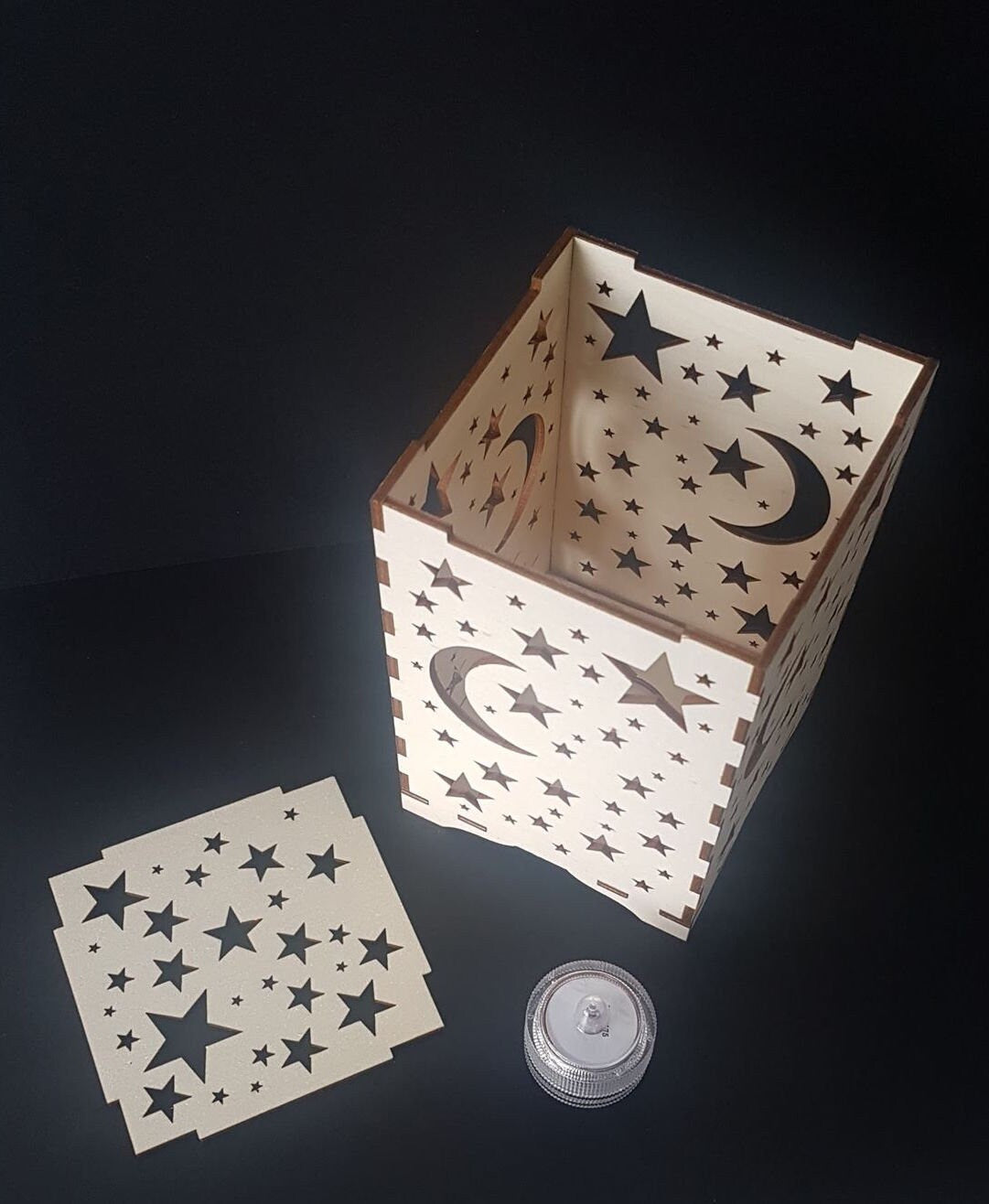 Bespoke moon and star night light. - LaserGiftsuk