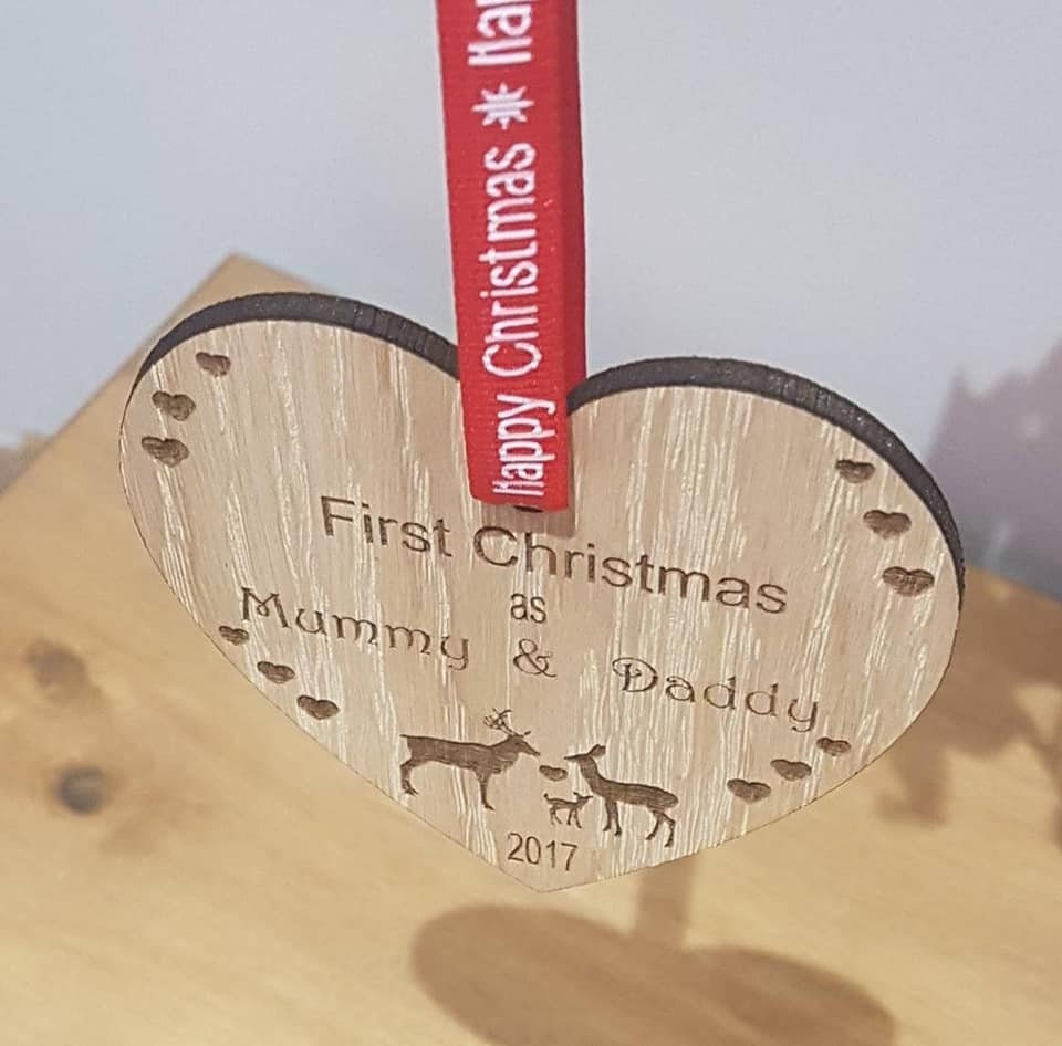 Beautiful oak veneer tree decoration laser cut and engraved. - LaserGiftsuk