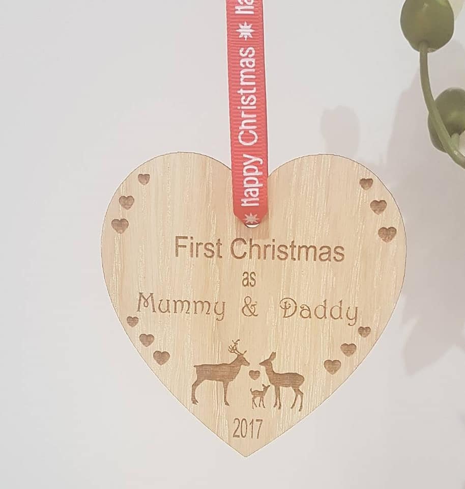 Beautiful oak veneer tree decoration laser cut and engraved. - LaserGiftsuk