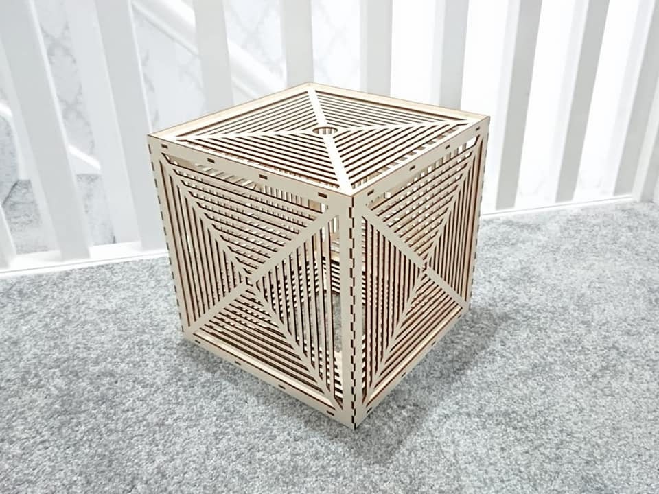 Bespoke cube laser cut light shade. - LaserGiftsuk