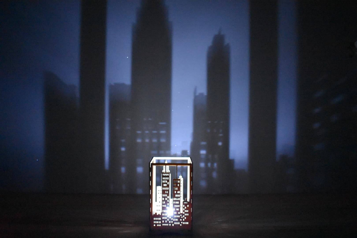 Laser cut City silhouette tea light holder. - LaserGiftsuk