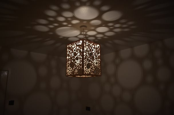 Wooden laser cut light shade, bespoke design, home decor. - LaserGiftsuk