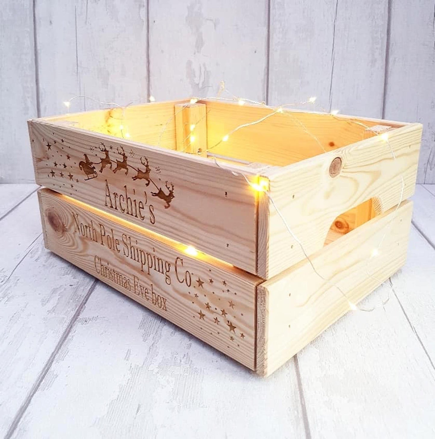 Personalised wooden Christmas eve crate. - LaserGiftsuk