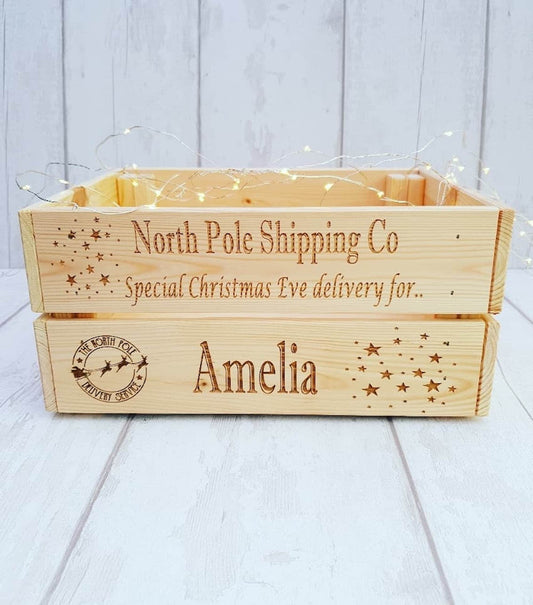 Personalised wooden Christmas eve crate. - LaserGiftsuk