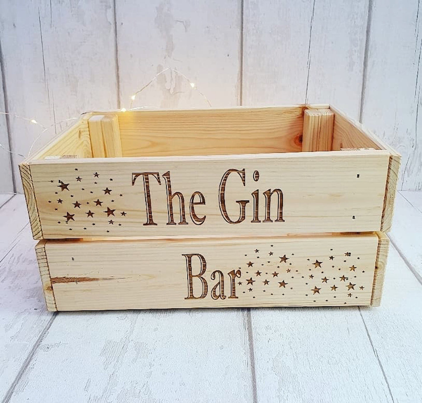 Personalised "The Gin Bar" crate. - LaserGiftsuk