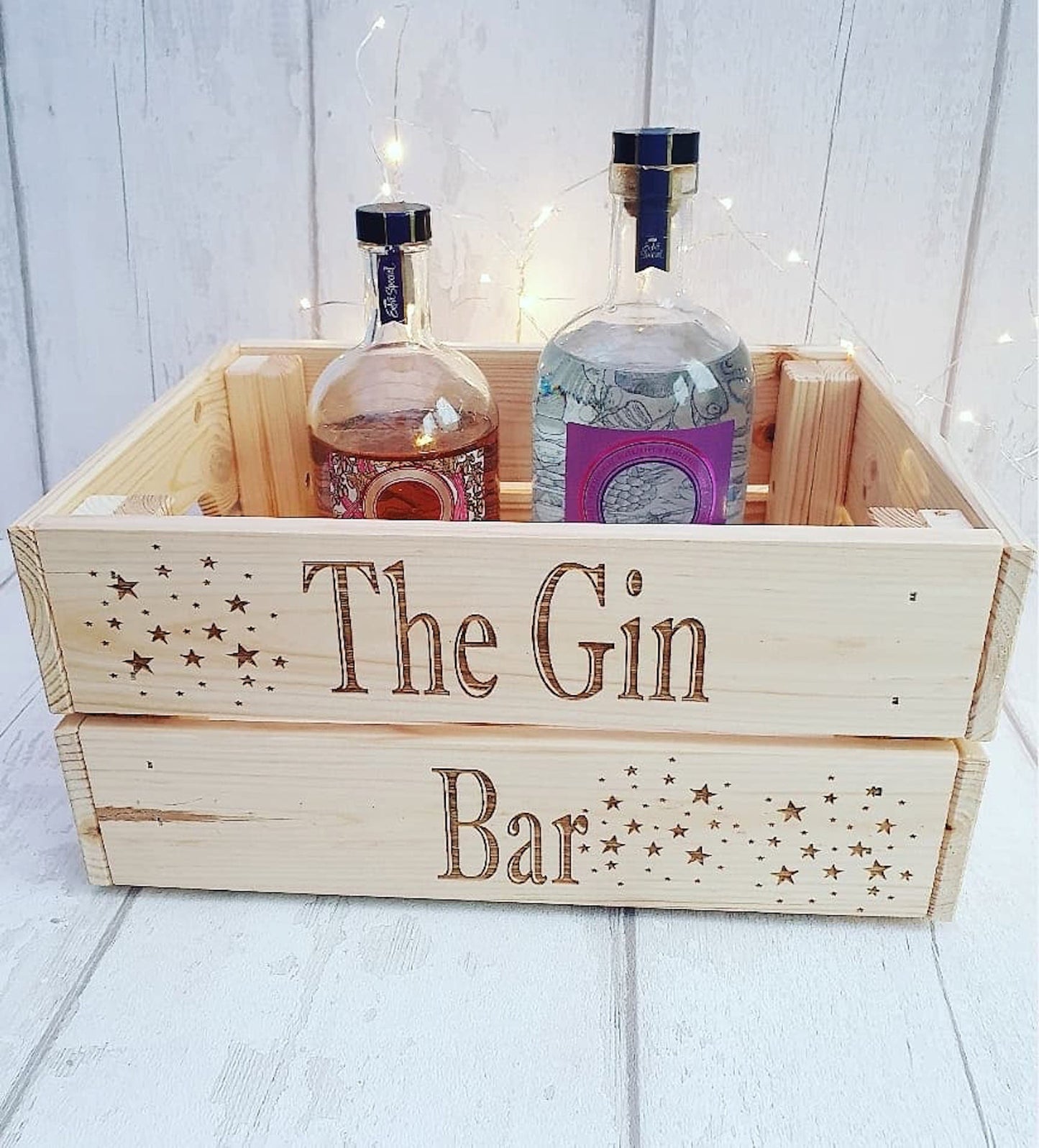 Personalised "The Gin Bar" crate. - LaserGiftsuk