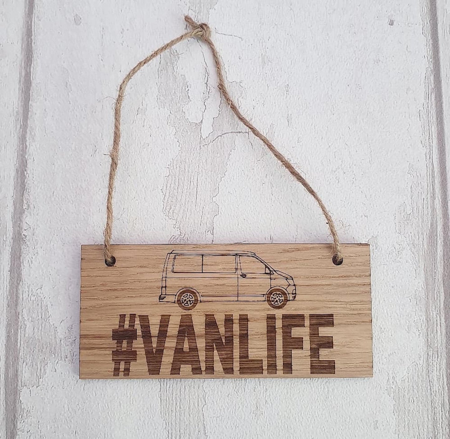 Oak veneer sign for camper van, Van Life. - LaserGiftsuk