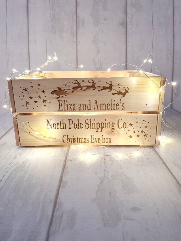 Personalised wooden Christmas eve crate. - LaserGiftsuk