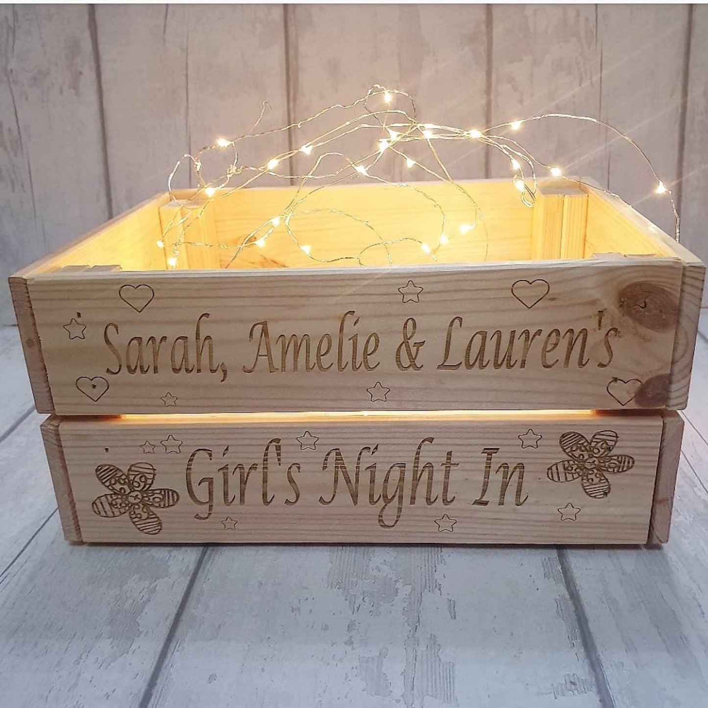 Personalised "Girls night in" wooden crate. - LaserGiftsuk